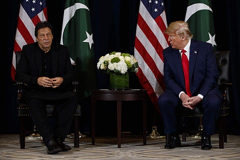 President Donald Trump meets with Pakistani Prime Minister Imran Khan at the InterContinental Barclay hotel during the United Nations General Assembly, in New York on 23 September 2019. (Photo | AP)