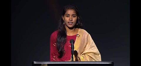 Payal Jangid received the award on Tuesday night here during the Goalkeepers Global Goals Awards hosted by the Foundation. (Photo | Twitter)