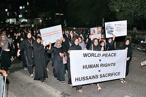 Noida residents carried out a march in the memory of Karbala martyrs.