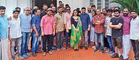 The 'Kunjeldho' team at Kottayam, where the shoot commenced.