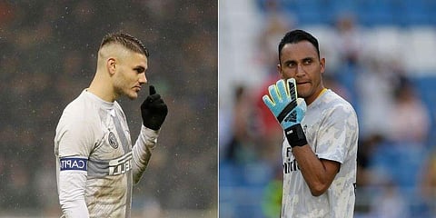Mauro Icardi(L) and Keylor Navas. (Photo | AP)