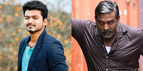 Kollywood actors Vijay (L) and Vijay Sethupathi (Photo | YouTube Screengrab)