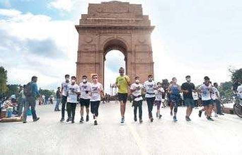 Second edition of Dare to Run initiative organised by Nirvana Being was flagged off from the India Gate Memorial. | ( Photo | Parveen Negi )