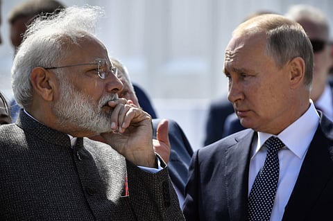 Prime Minister Narendra Modi and Russian President Vladimir Putin. ( Photo | AP )