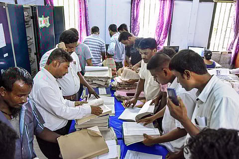 Applicants submit their appeals after the release of final NRC list at an election office, in Tezpur on Sept 3, 2019. (Photo | PTI)
