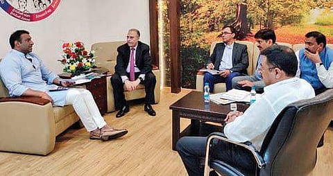 Representatives of Adani Group with Industries and IT Minister Mekapati Gautham Reddy at Secretariat on Thursday | Express