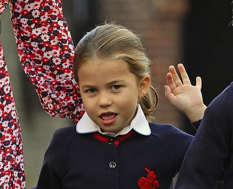 Britain's Princess Charlotte arrives for her first day of school at Thomas's Battersea in London, on 5 September 2019. (Photo | AP)