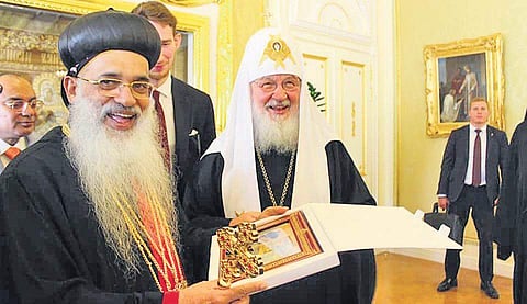 Head of Malankara Orthodox Syrian Church Baselios Marthoma Paulose II with Patriarch Kirill, head of the Russian Orthodox Church | Express
