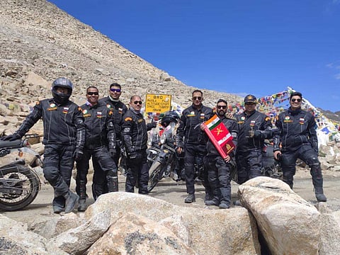 Indian Army’s Medical Corps Motorbike Expedition team has achieved the feat of crossing eight high mountain passes, all above 5000 meters, in seven days. | EPS