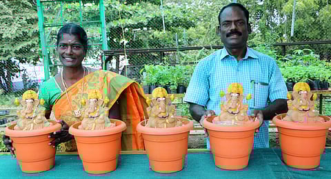 S Buvaneswari and her husband B Subramanian. (Photo | G Pattabiraman, EPS)