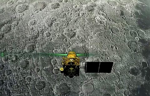 The 2,379 kg Chandrayaan-2 orbiter continues to fly around the moon (Photo | PTI)