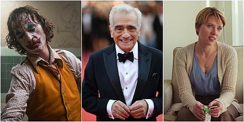 Joaquin Phoenix as “Joker.'; Director Martin Scorsese and Scarlett Johansson in “Marriage Story”. (Photos | AP, AFP, Youtube Screenshot)