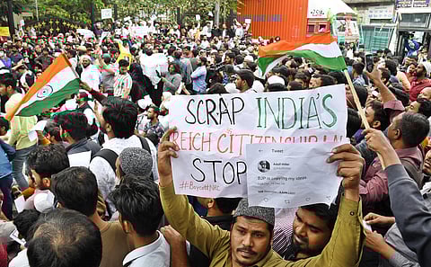 Students and activists gathered in large numbers in what is being seen as the most widespread protest against CAA. (Photo | Shriram BN, EPS)