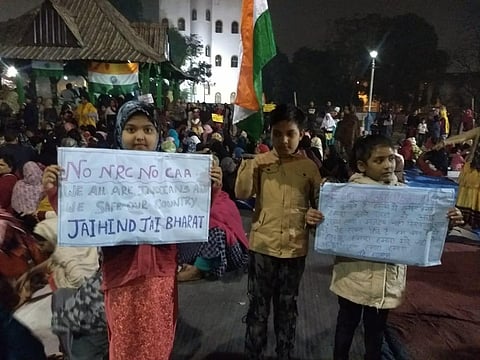 Children of the women protestors at Kolkata's Park Circus Maidan. (Photo | EPS)