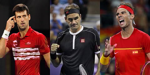 ATP stars (from L) Novak Djokovic, Roger Federer and Rafael Nadal (Photo | AP)