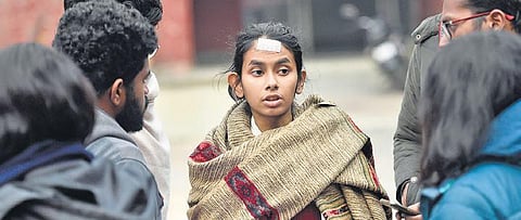 JNUSU president Aishe Ghosh at JNU Campus on Monday| Express