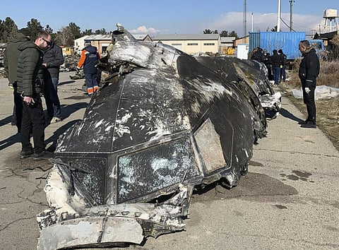Wreckage of the Ukraine International Airlines Boeing 737-800 at the scene of the crash in Shahedshahr, Iran. (Photo | AP)