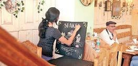 Anushree Chokappa shows her talent at one of the cafes in the city