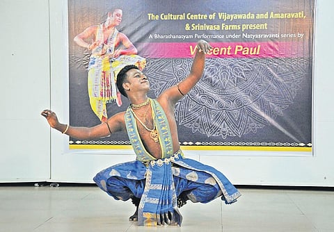 Vincent Paul performing Bharatanatyam at CCVA in Vijayawada on Thursday. (Photo | EPS)