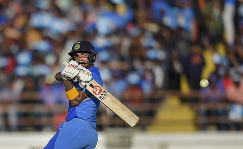 Indian batsman KL Rahul plays a shot during the second one day international ODI cricket match between India and Australia. (Photo | PTI)