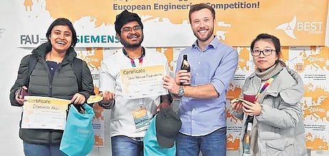 Annavarapu Vamsikrishna, a student of Vignan Lara Institute of Technology bagged third prize in a competition organised by Siemens. (Photo |EPS)
