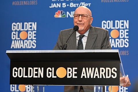 HFPA president Lorenzo Soria speaks during the 77th Annual Golden Globe Awards nominations announcement at the Beverly Hilton hotel in Beverly Hills (Photo| AFP)