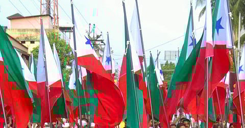 Popular Front of India flags. (Photo| PTI)