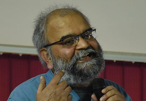 Prof Satish Deshpande, speaking at the Centre for Dalit Studies in Hyderabad on Sunday. (Photo| RVK Rao, EPS)