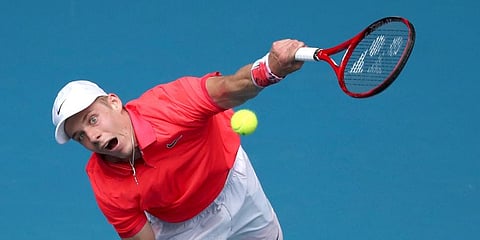 Canada's Denis Shapovalov serves to Hungary's Marton Fucsovics during their first round singles match the Australian Open tennis championship in Melbourne. (Photo | AP)