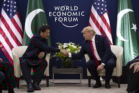 President Donald Trump meets with Pakistani Prime Minister Imran Khan at the World Economic Forum. (Photo | AP)