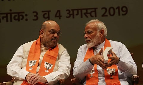Home Minister Amit Shah and Prime Minister Narendra Modi. (File | EPS)