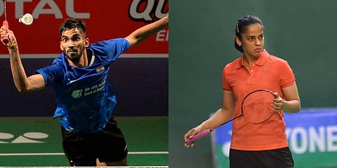 Ace Indian shuttlers Kidambi Srikanth (R) and Saina Nehwal (Photo | EPS and PTI)