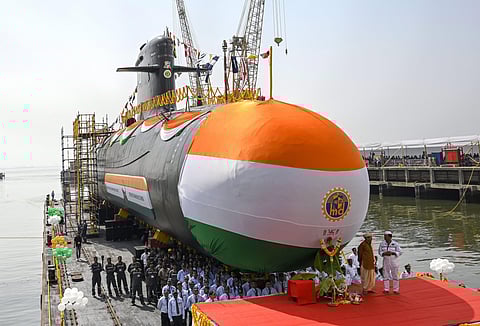 Indian Navy's stealth Scorpene class submarine built at the Mazagon Dock Limited (File Photo | PTI)