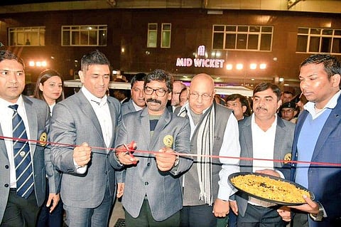 Jharkhand Chief Minister Hemant Soren and former India captain M.S. Dhoni have inaugurated new facilities at the Jharkhand Cricket Association Stadium. (Photo | Twitter)