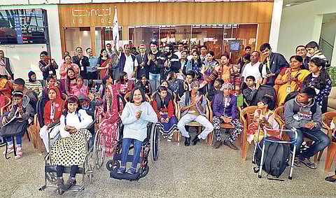 Alliance Air - a wholly-owned subsidiary of Air India - operated a special aircraft on Wednesday from Biju Patnaik International Airport for 44 specially-abled children.(Photo | EPS)