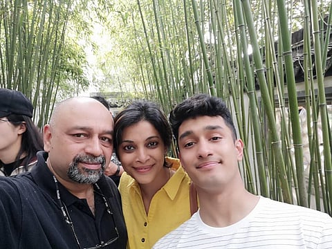 Suresh Varma (left) a Malayali resident in Beijing with his family. (Photo | Special Arrangement)