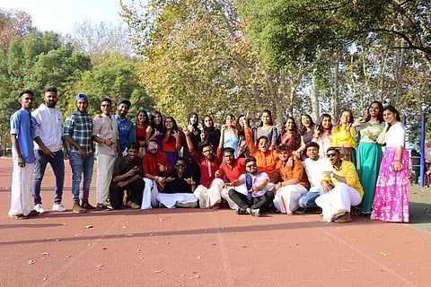 The South Indian Students pursuing medicine at Wuhan University in China. Among them, a majority are Malayalis and two are Tamilians. The girl, who is standing in the right end and the fifth boy, who is standing from the left are still in Wuhan University
