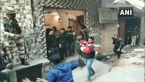 Rescue operations are underway after building collapses in Delhi's Bhajanpura. (Photo | ANI Twitter)