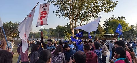 SFI-BAPSA supporters after winning the CUG polls (Facebook Photo)