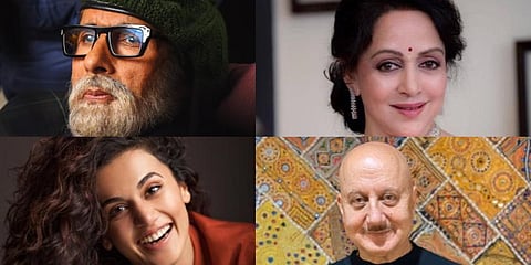 Amitabh Bachchan, Hema Malini, Taapsee Pannu and Anupam Kher. (Photo | Twitter, Instagram)