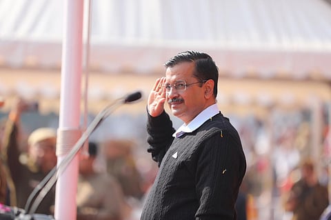 Delhi CM Arvind Kejriwal at Republic Day Celebrations. (Photo | AAP Twitter)