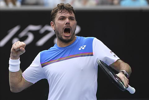 Switzerland's Stan Wawrinka reacts during his fourth round singles match against Russia's Daniil Medvedev at the Australian Open. (Photo | AP)