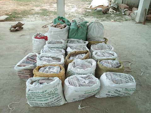 Seized sacks of ammonium nitrate