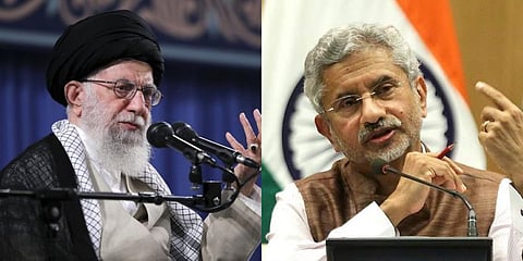 Iran's Supreme leader Khamenei (left) and Indian's External Affairs Minister (Right)