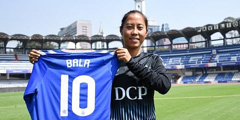 Rangers Women FC signed the 29-year-old national team forward Ngangom Bala Devi for 18 months. (Photo | Twitter)
