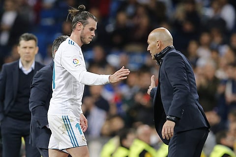 Real Madrid's Gareth Bale with head coach Zinedine Zidane. (File Photo | AP)