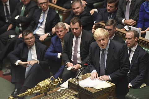 Britain's Prime Minister Boris Johnson speaks during the Brexit debate inside the House of Commons in London. (Photo | AP)