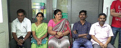 Parents of engineers trapped in Wuhan city of China, at a meeting in Visakhapatnam on Thursday. (Photo | EPS)