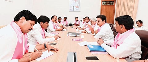 TRS working president KT Rama Rao with TRS MPs