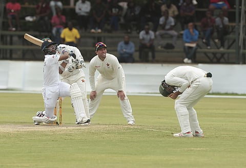 Sri Lanka's Kusal Mendis plays a shot during the test cricket match against Zimbabwe at Harare Sports Club. (Photo | AP)